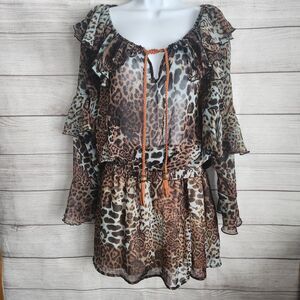 Together Large Sheer Knee Length Animal Print Grunge Y2K Dress